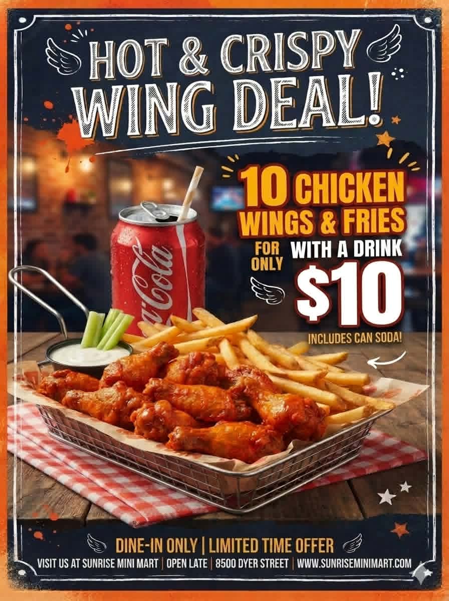 10 Wings, Fries & a Drink